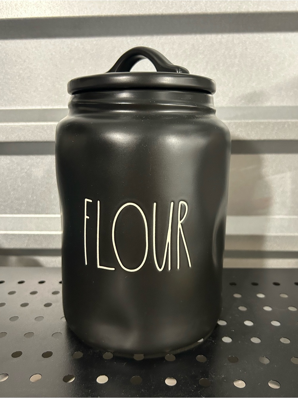 Rae Dunn Black Ceramic 'FLOUR' Canister